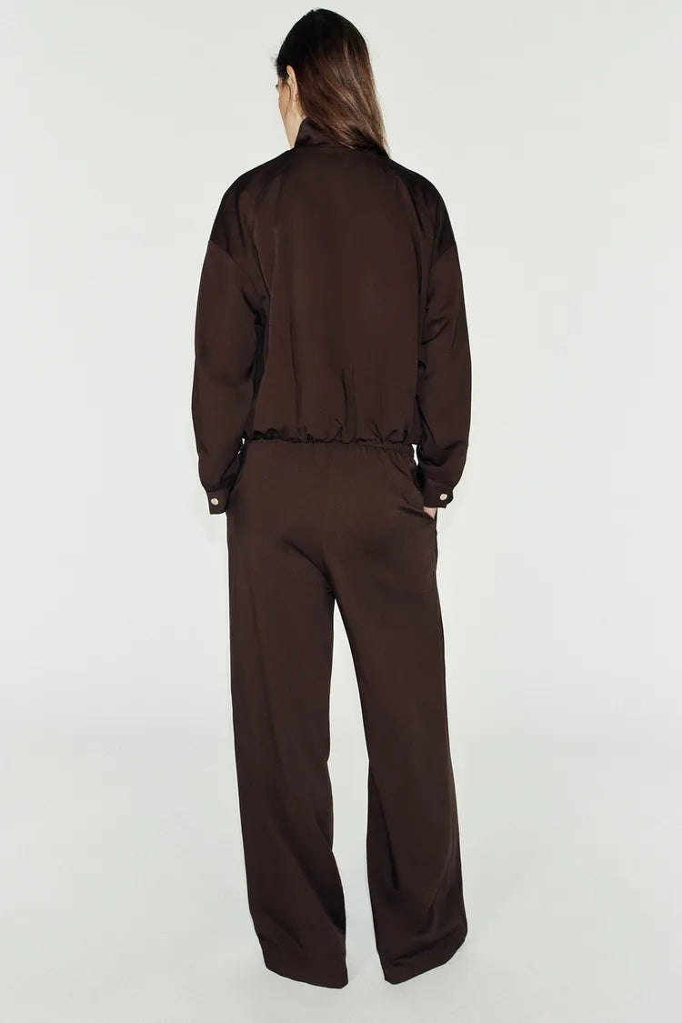 ZA Relaxed Zip-Up Jacket & Wide-Leg Pants Set