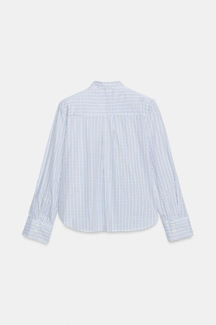 ZA Micro-Check Mandarin Collar Shirt