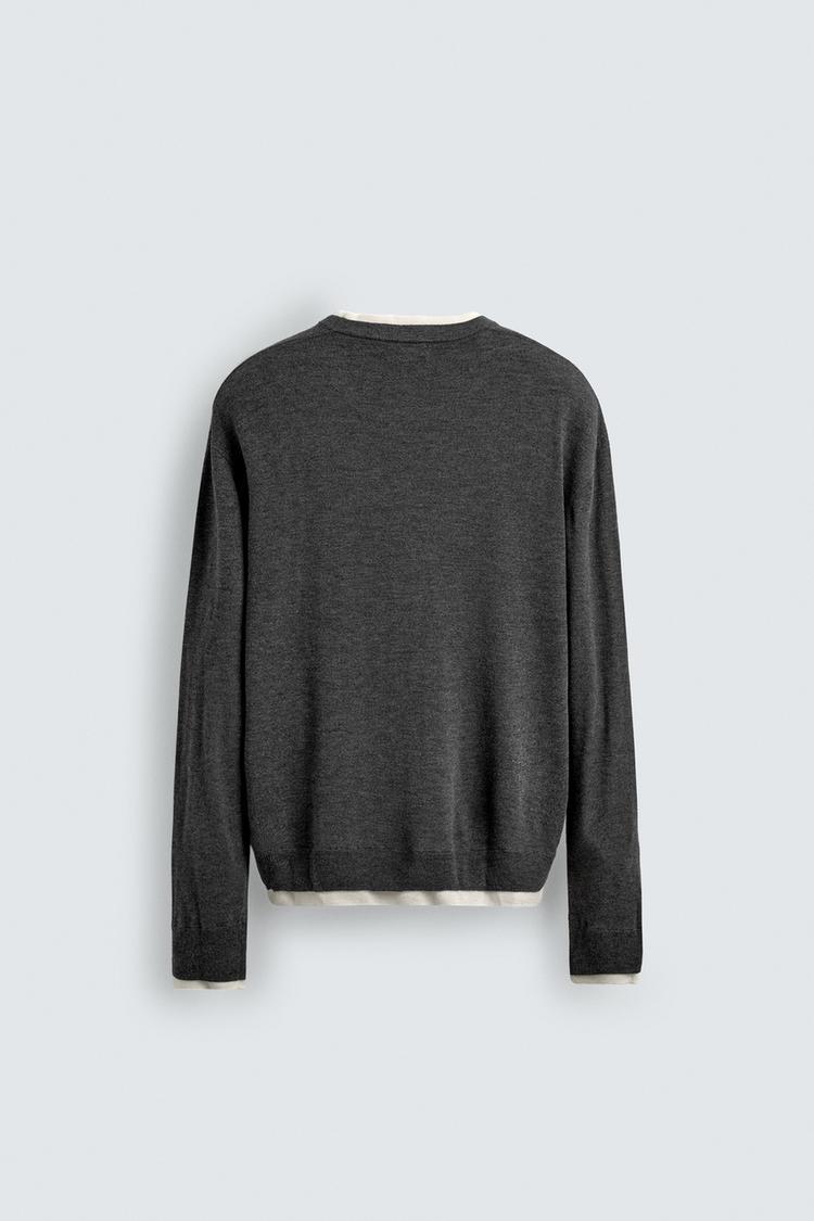Contrast Trim Lightweight Knit Sweater