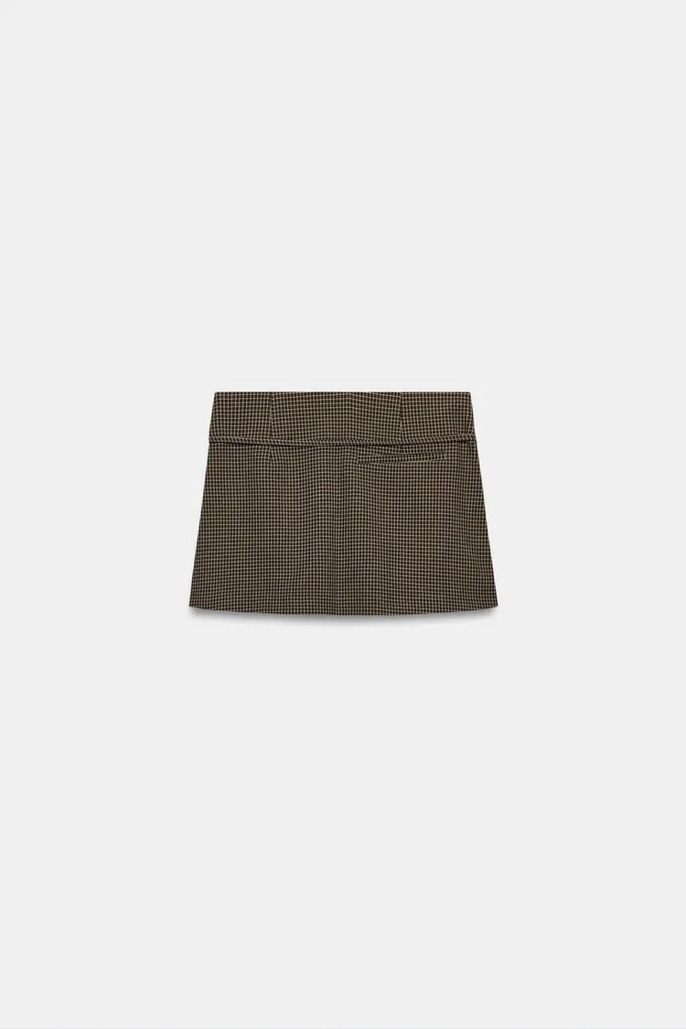 ZA Checked Micro Mini Skirt