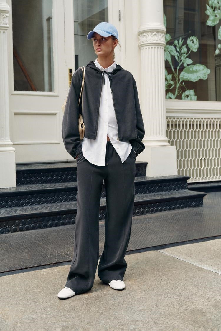 ZA Hooded Jacket & Wide-Leg Pants Set