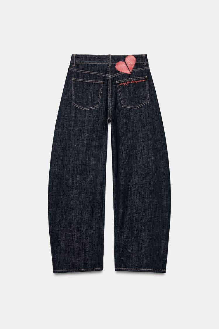 ZA Women’s Dark Denim Jacket &amp; Wide-Leg Jeans Set