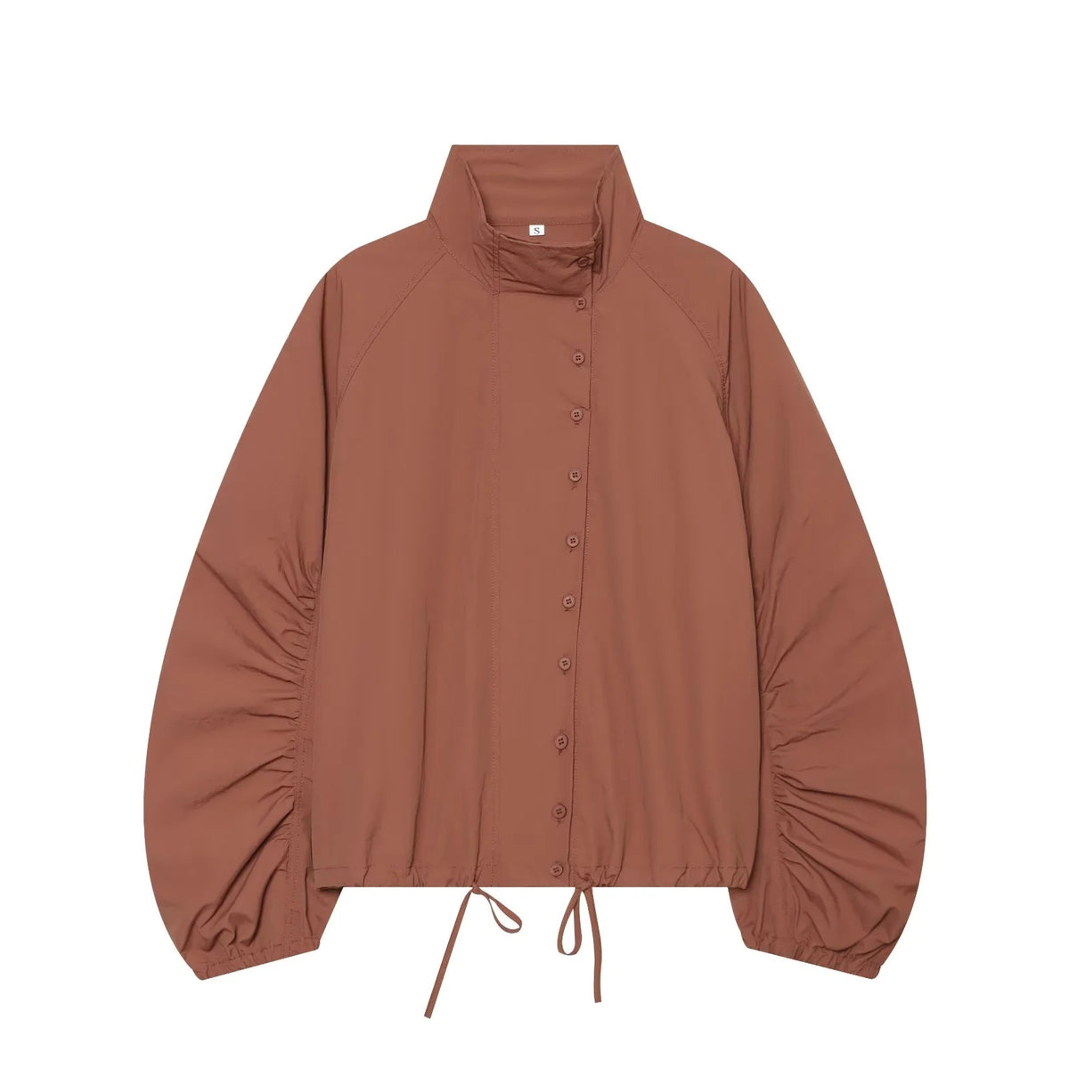 ZA Ruched Sleeve High-Neck Jacket