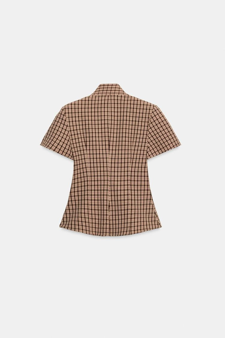 ZA Checked Shirt & Wide-Leg Trouser Set