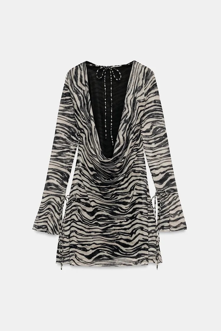 ZA Animal Print Draped Mini Dress