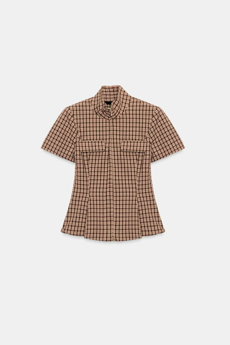 ZA Checked Shirt & Wide-Leg Trouser Set