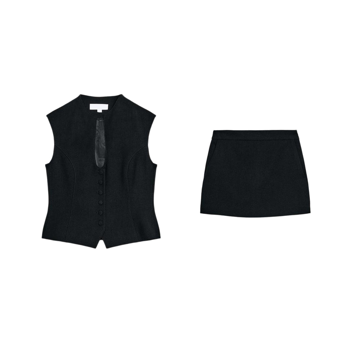 ZA Women’s Black Tailored Vest & Mini Skirt Set