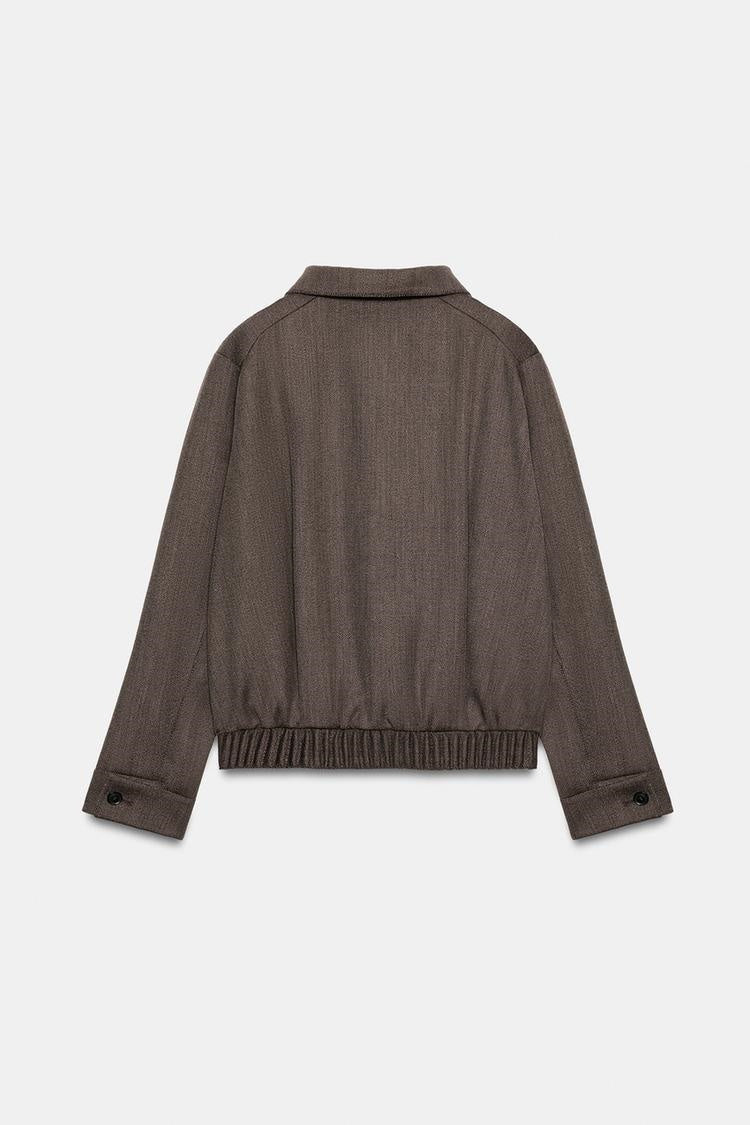 ZA Herringbone Bomber Jacket & Tailored Trouser Set