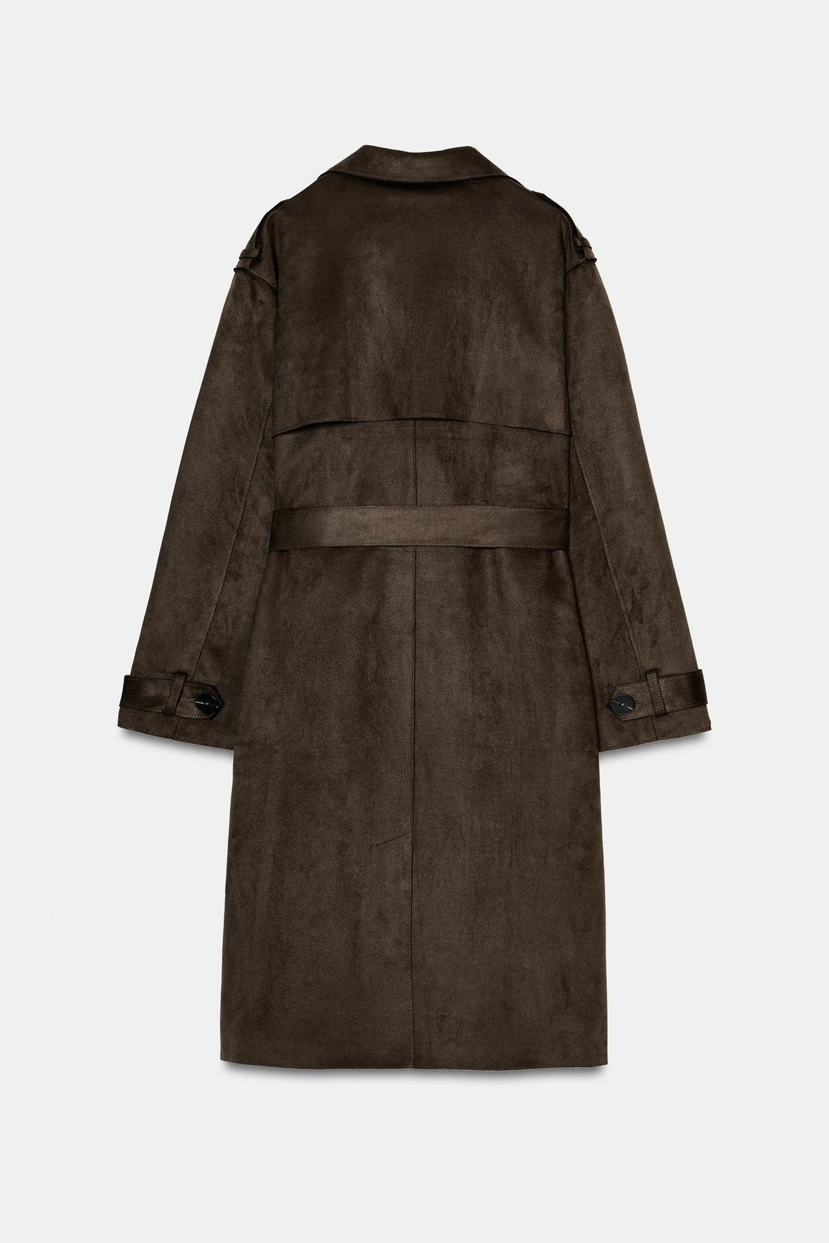 ZA Women’s Brown Suede-Effect Belted Trench Coat
