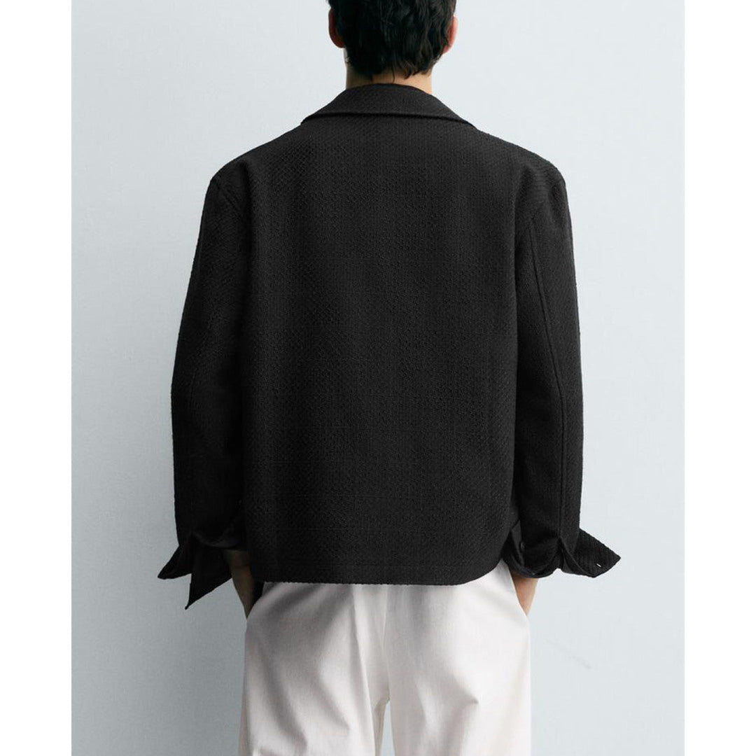Textured Zip-Up Collar Jacket