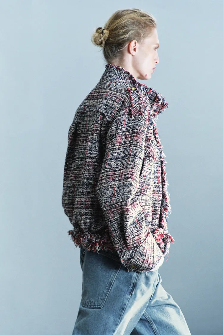 ZA Textured Tweed Fringe Jacket