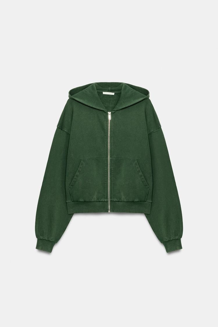 ZA Green Zip-Up Hoodie & Wide-Leg Pants Set