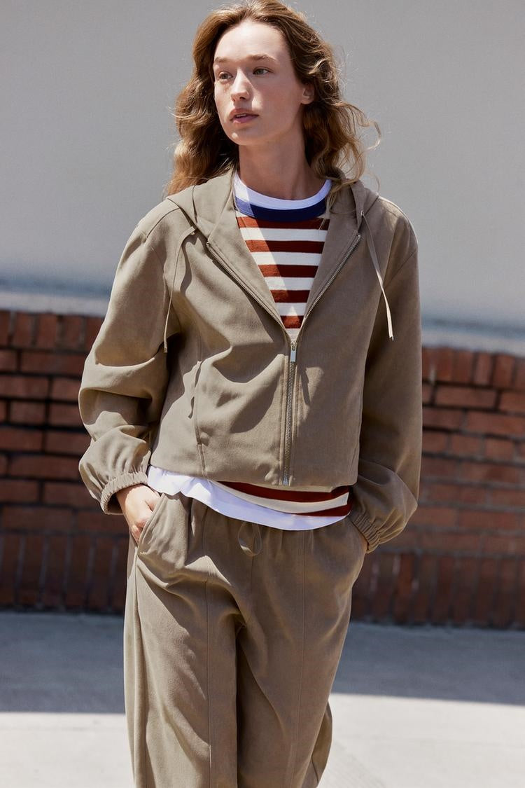 ZA Hooded Jacket & Wide-Leg Pants Set