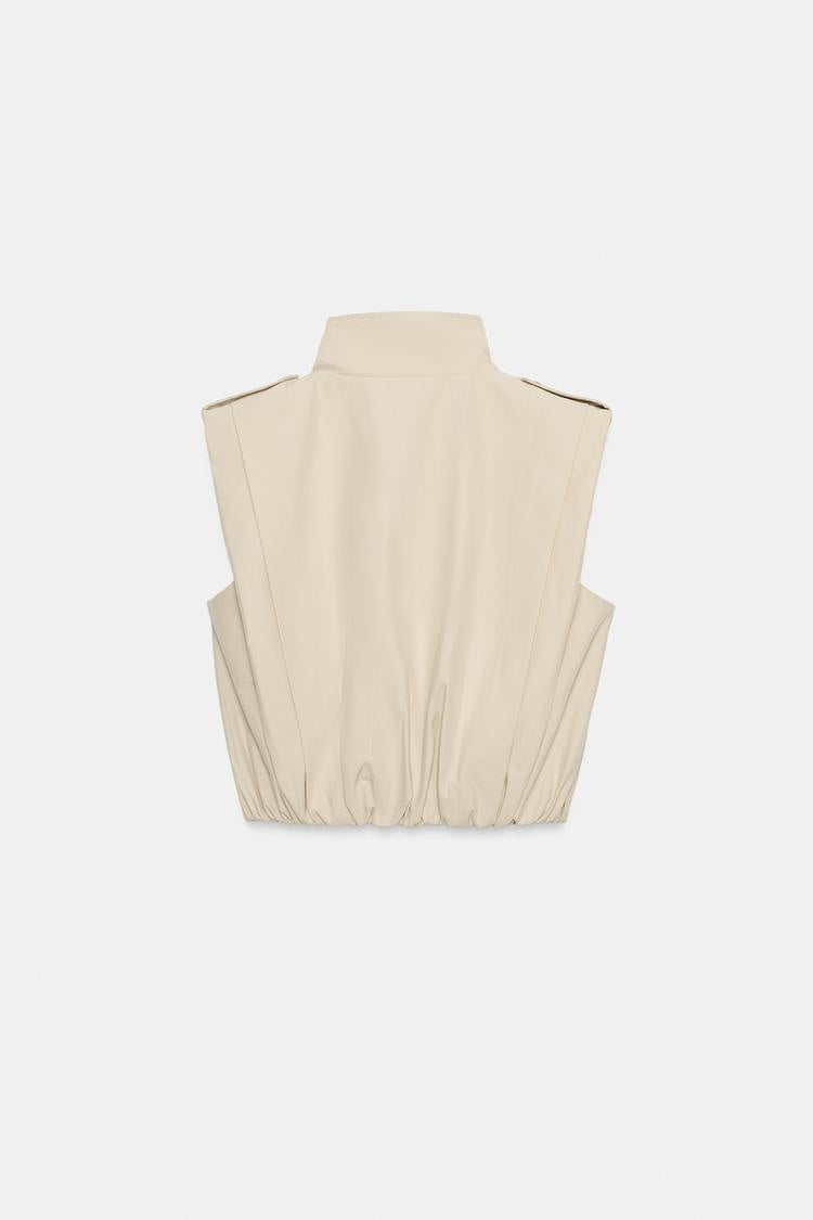 ZA Double-Breasted High-Neck Utility Vest