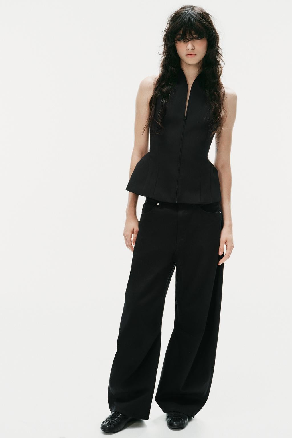 ZA Black Sculpted Zip-Up Vest