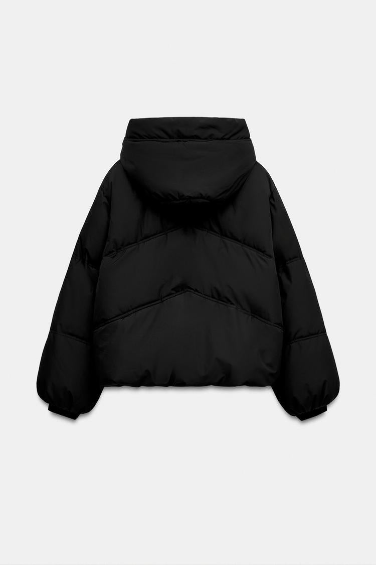 ZA Hooded Chevron Puffer Jacket