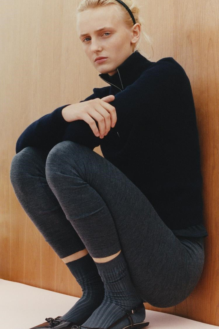 ZA Half-Zip High-Neck Knit Sweater