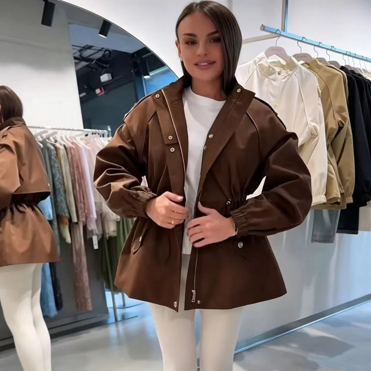 ZA Drawstring Waist Utility Jacket