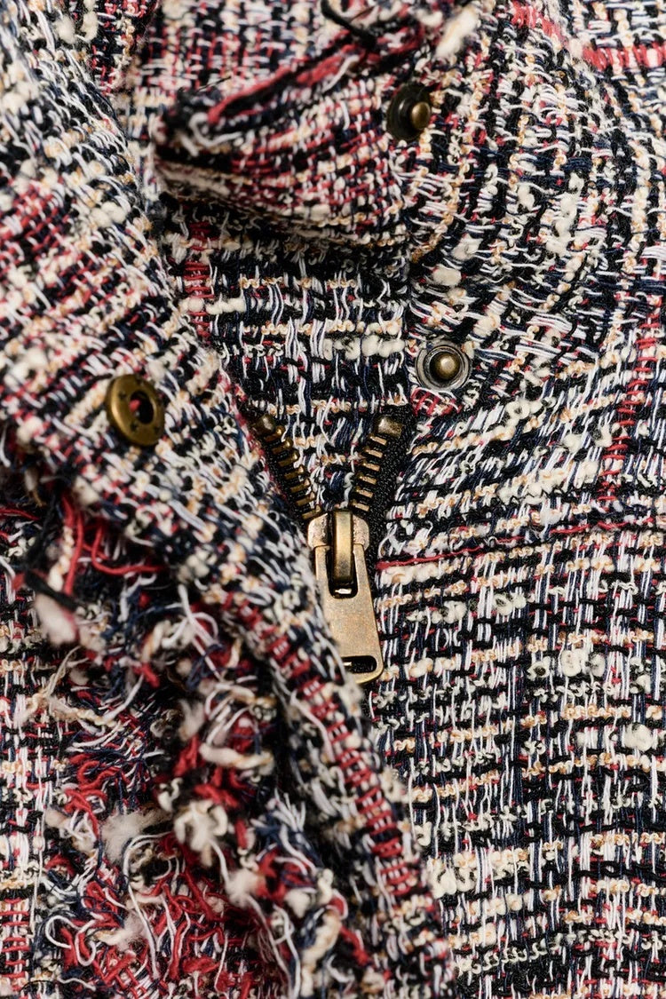 ZA Textured Tweed Fringe Jacket