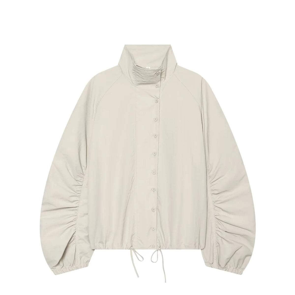 ZA Ruched Sleeve High-Neck Jacket