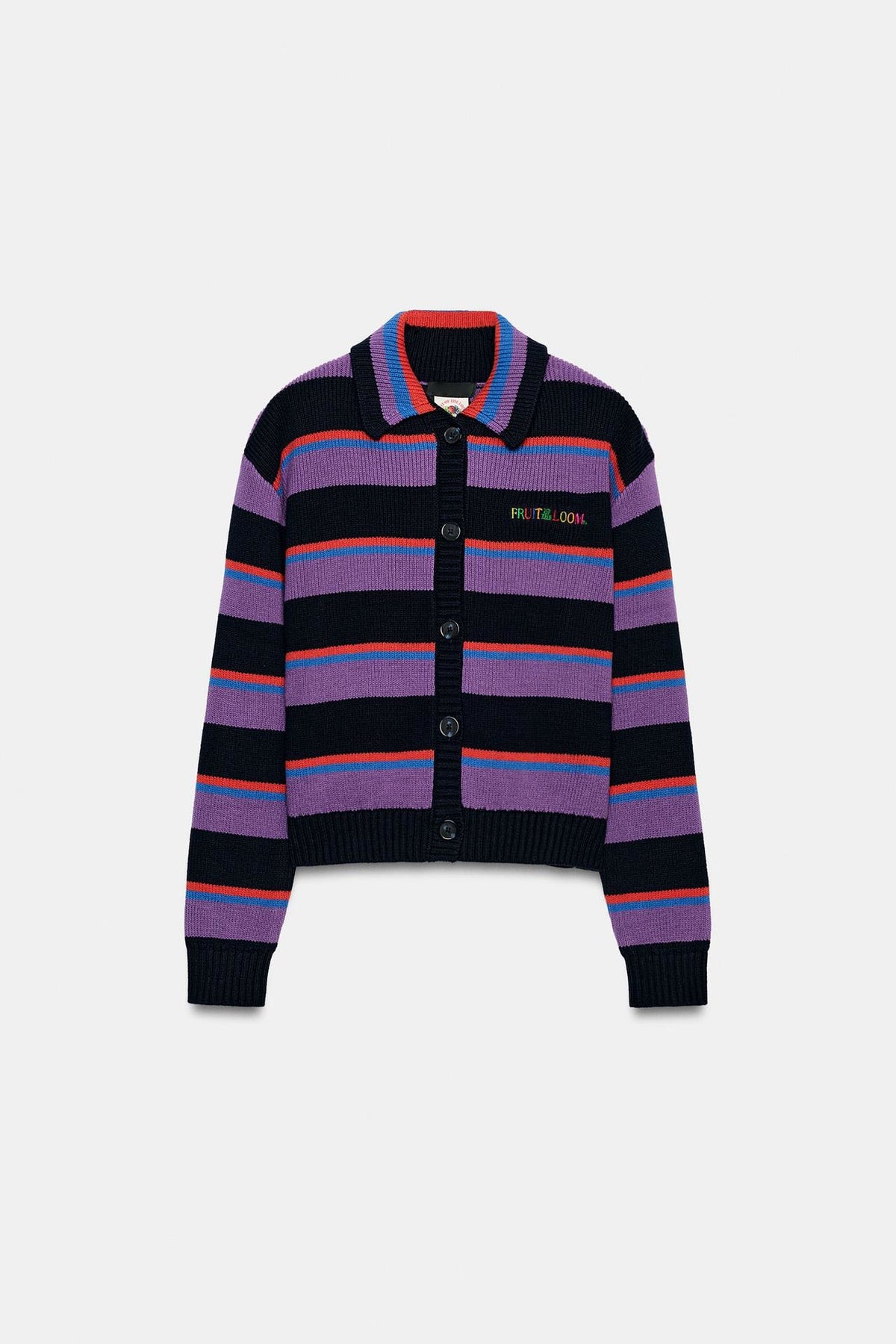 ZA Striped Knit Polo Cardigan