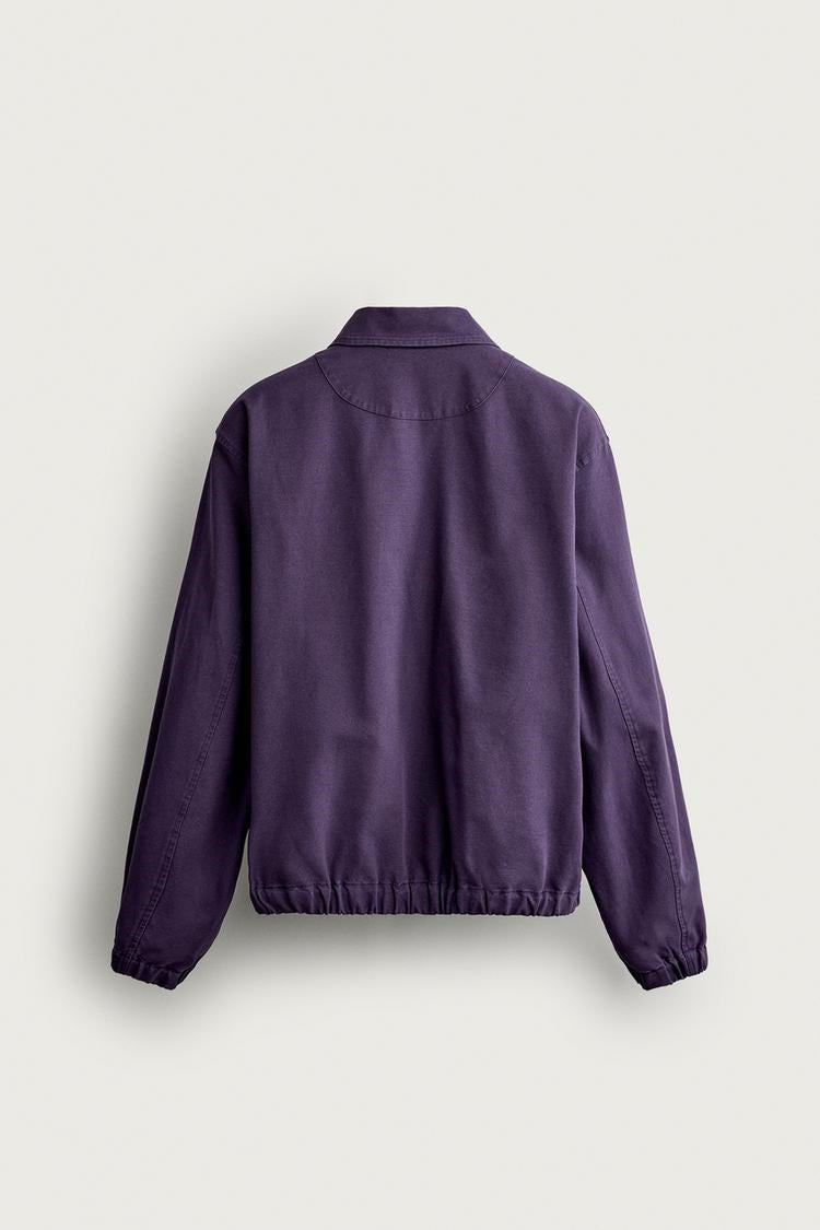 ZA Washed Purple Zip-Up Harrington Jacket