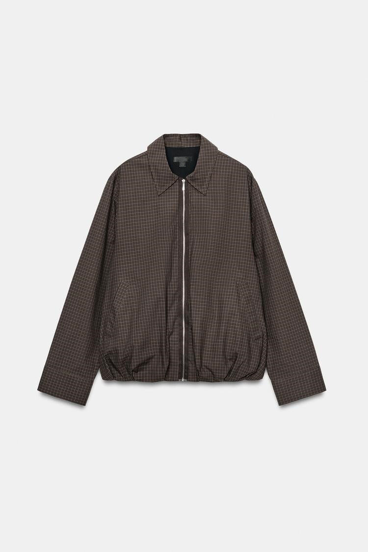ZA Checked Zip-Up Blouson Jacket