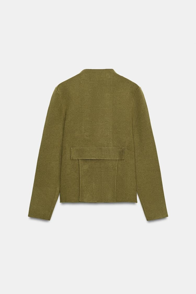 ZA Double-Breasted High-Neck Jacket