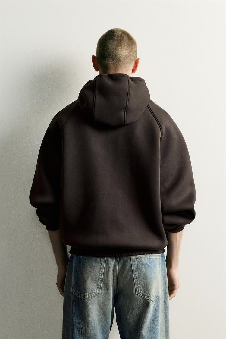 ZA Relaxed Zip-Up Hooded Bomber Jacket