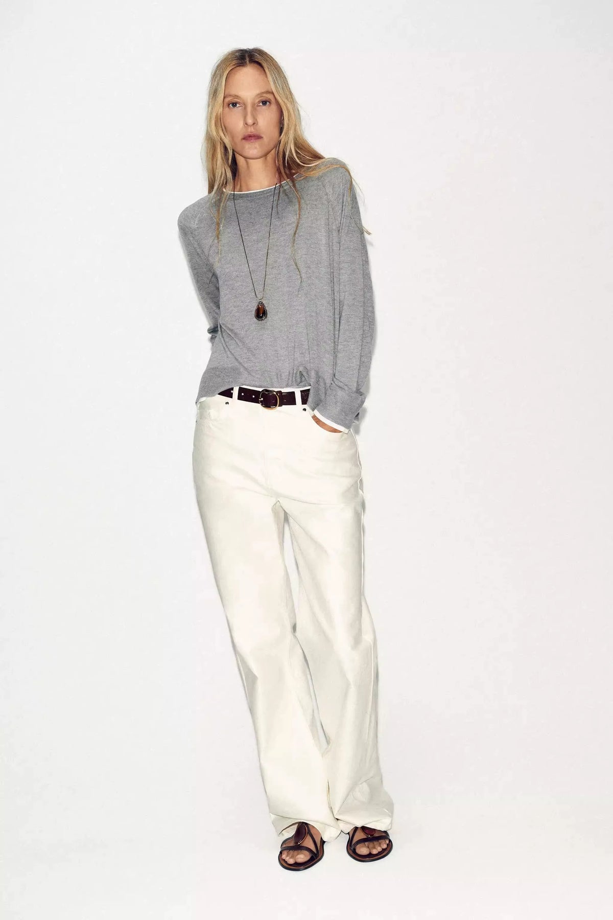 ZA Women’s Contrast-Trim Lightweight Knit Top