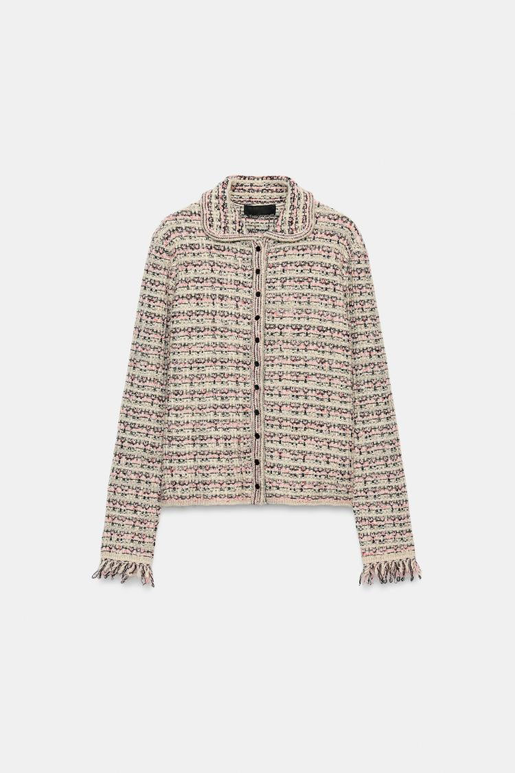 ZA Textured Tweed Button Jacket