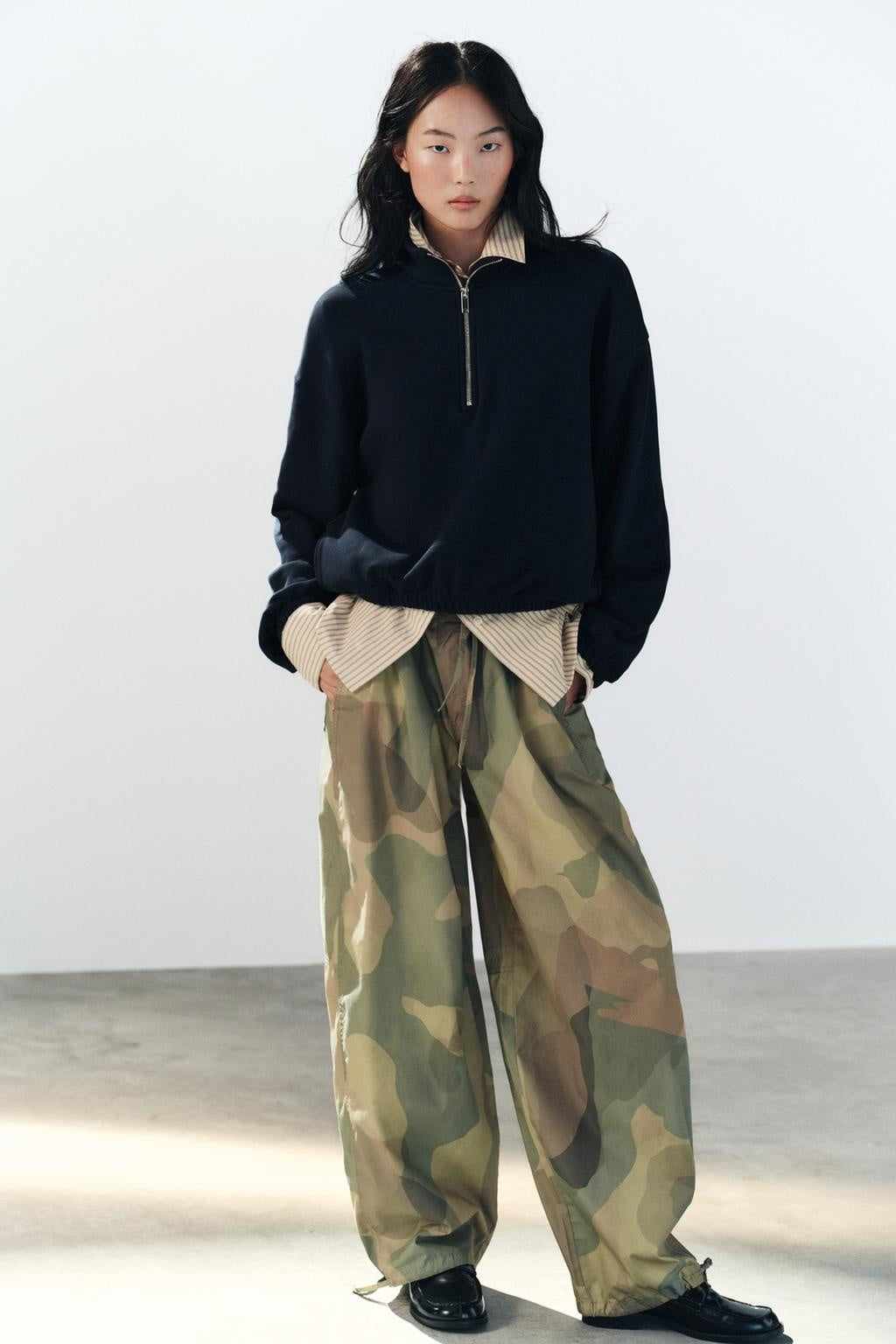 ZA Camouflage Wide-Leg Utility Pants