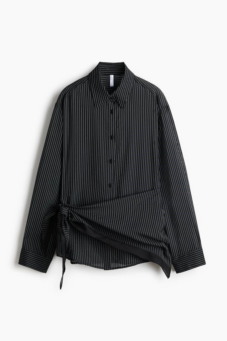 ZA Striped Wrap-Tie Shirt