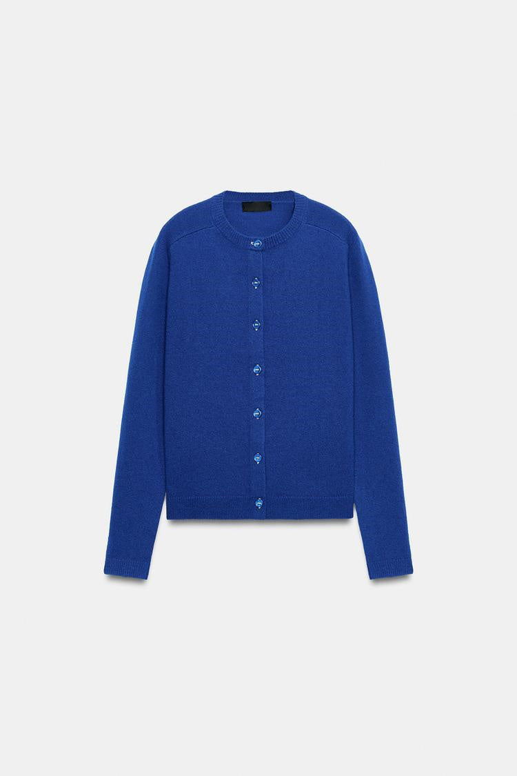 ZA Classic Fine-Knit Button Cardigan