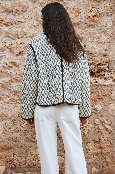 ZA Printed Contrast-Trim Jacket