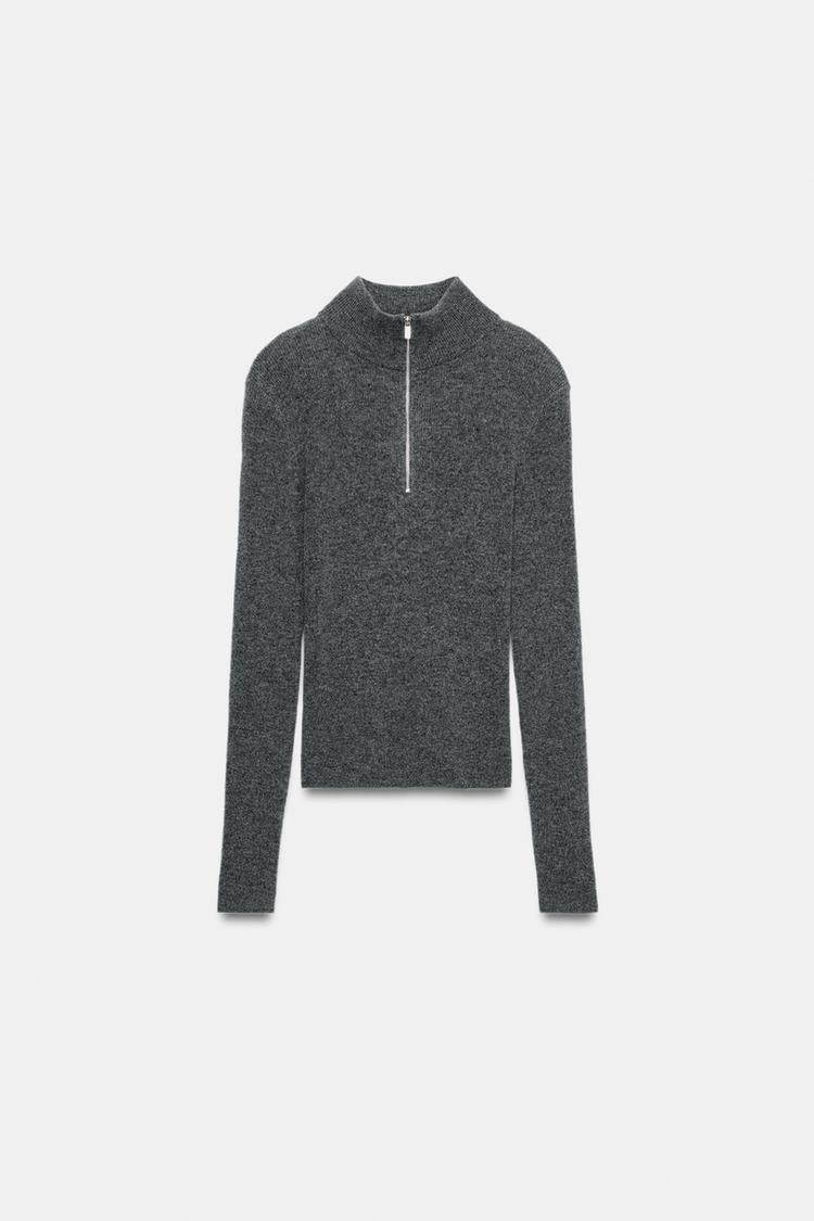 ZA Half-Zip High-Neck Knit Sweater