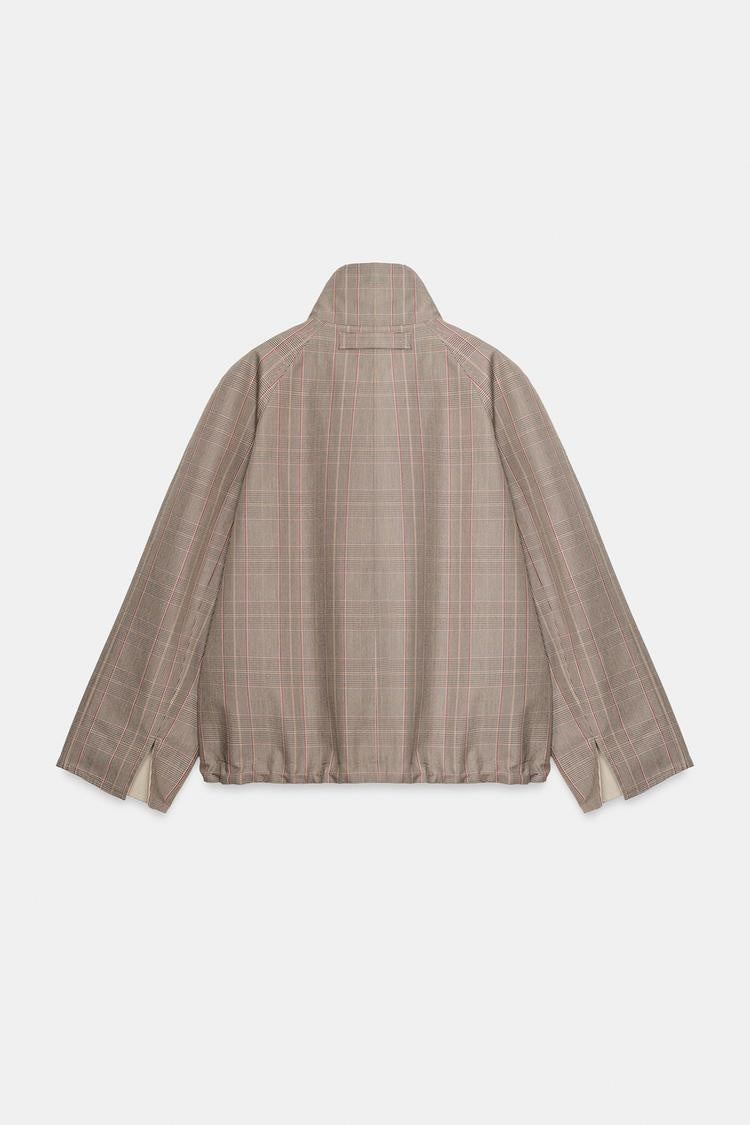 ZA Reversible Check High-Neck Jacket