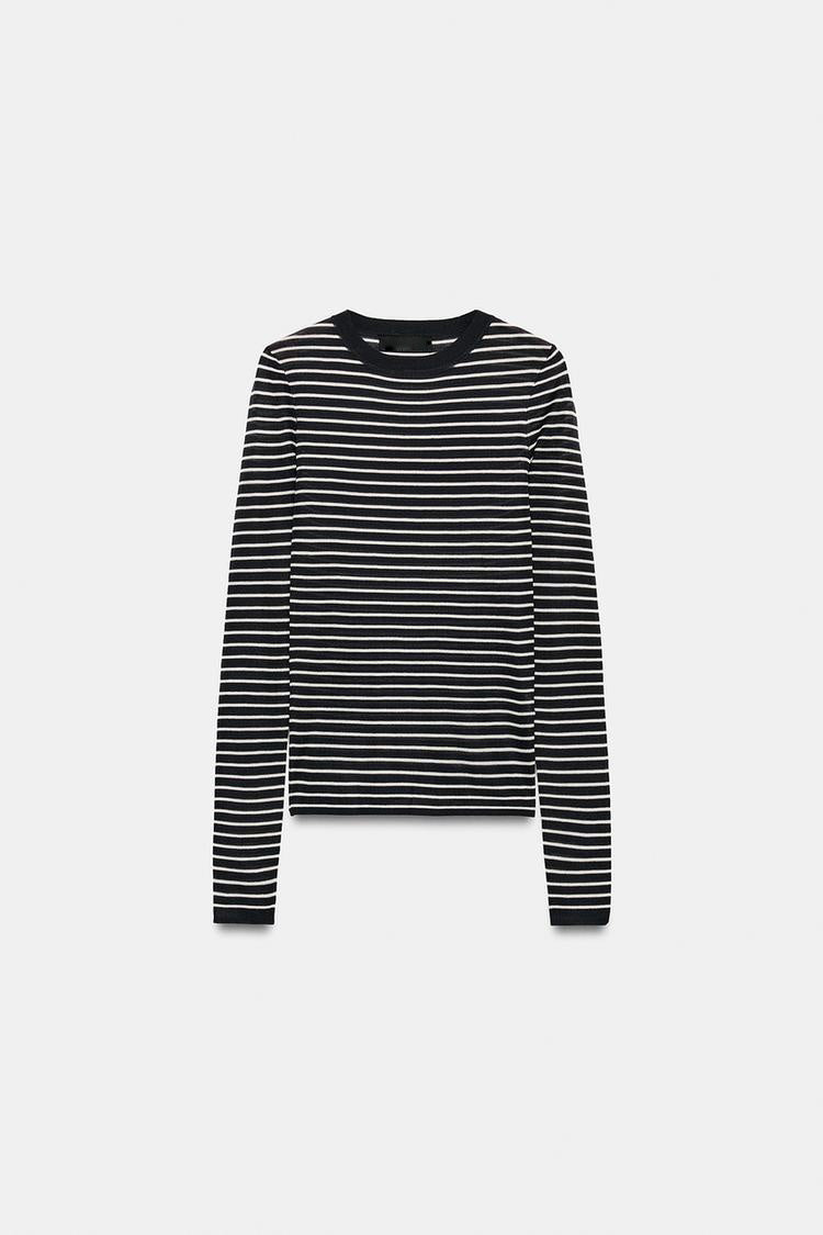 SA Striped Fine-Knit Long Sleeve Top