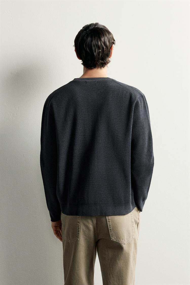 ZA Ribbed Button-Front Knit Cardigan
