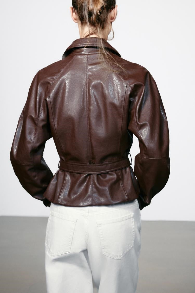 ZA Women’s Belted Faux Leather Jacket