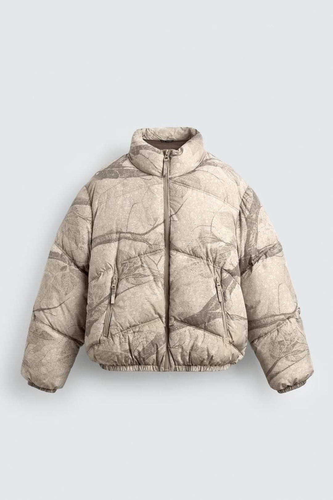 ZA Abstract Print Puffer Jacket