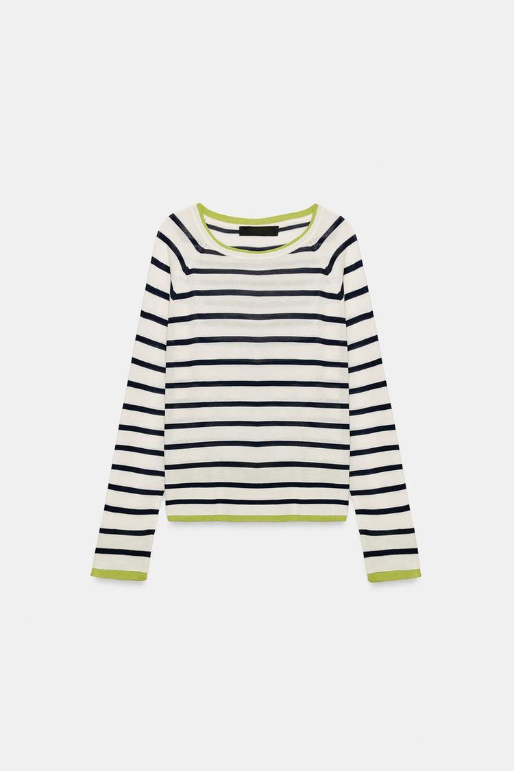 ZA Women’s Contrast-Trim Lightweight Knit Top
