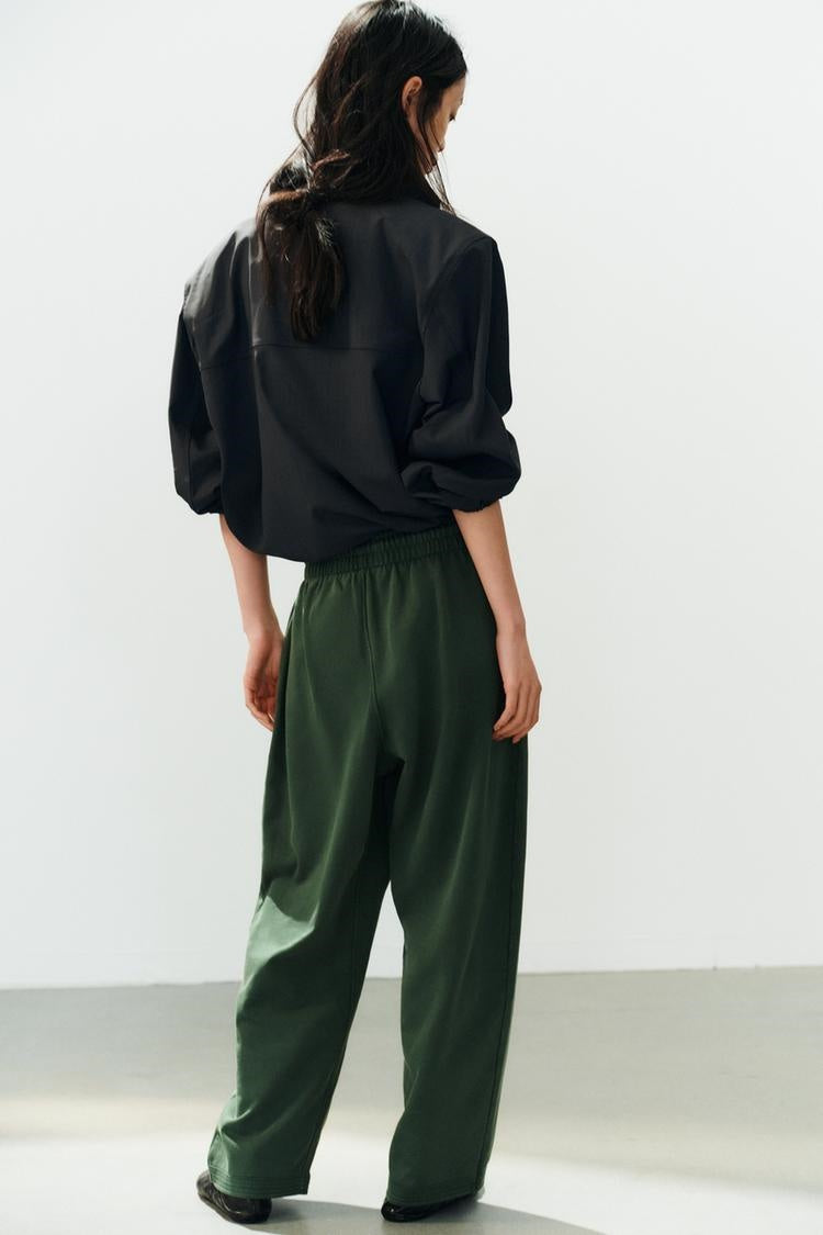 ZA Green Zip-Up Hoodie & Wide-Leg Pants Set