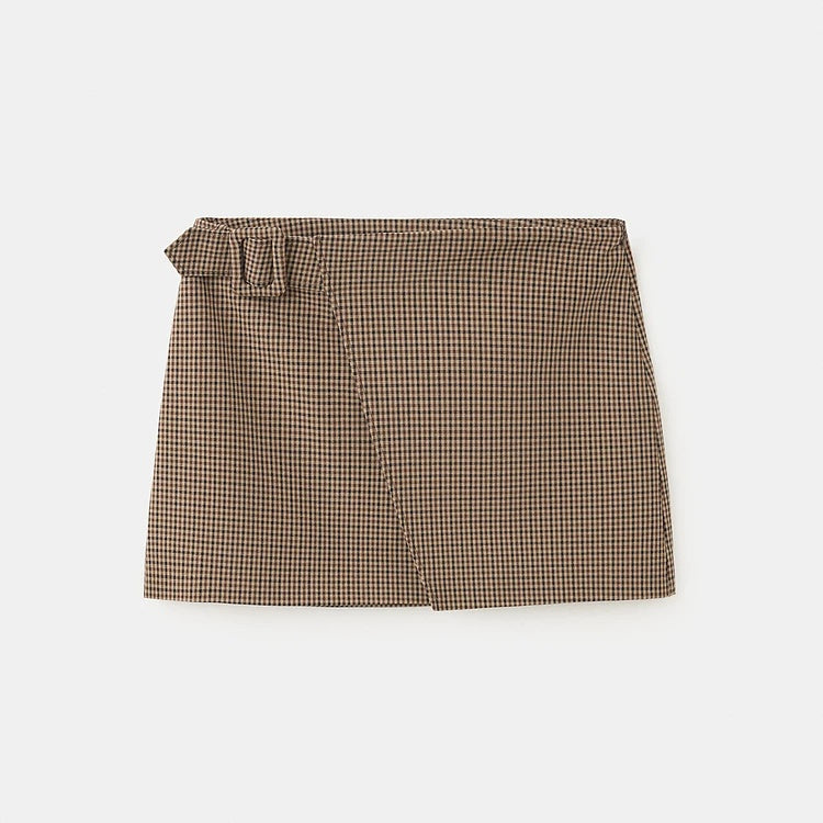 SA Checked Double-Breasted Blazer & Wrap Skort Set