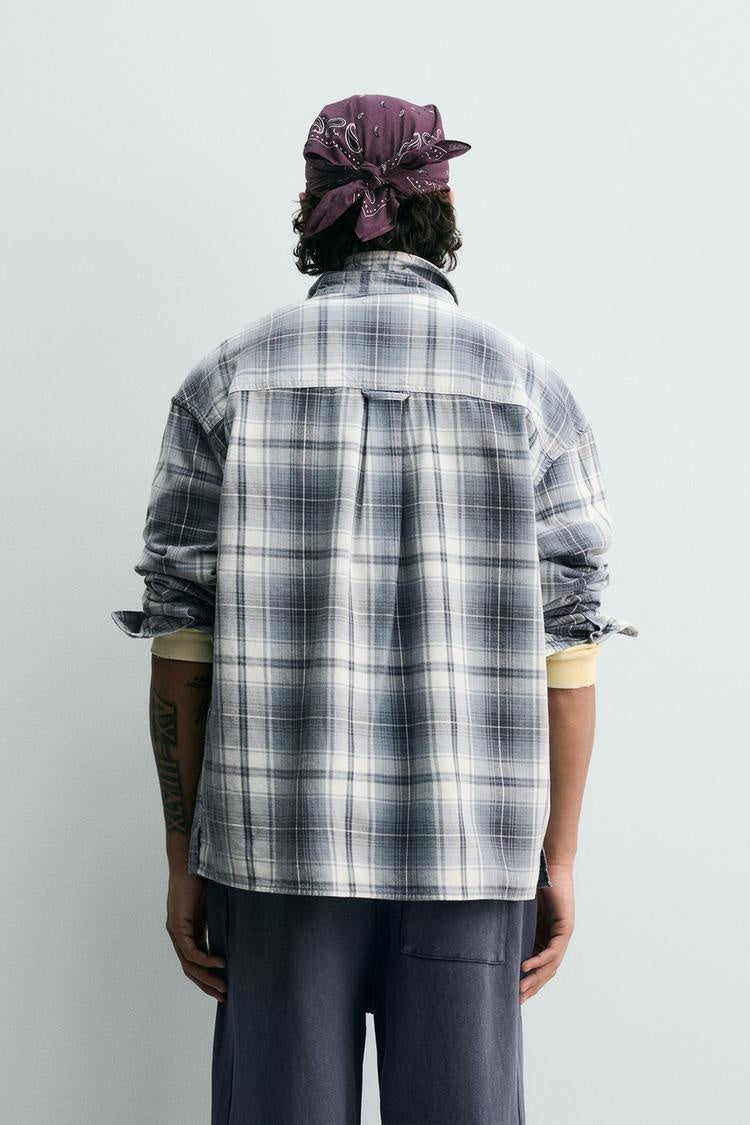 ZA Oversized Plaid Utility Shirt