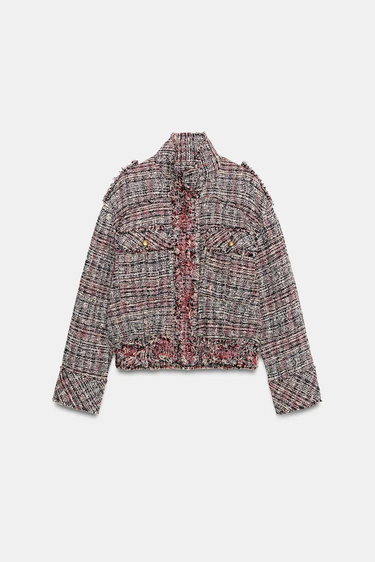 ZA Textured Tweed Fringe Jacket