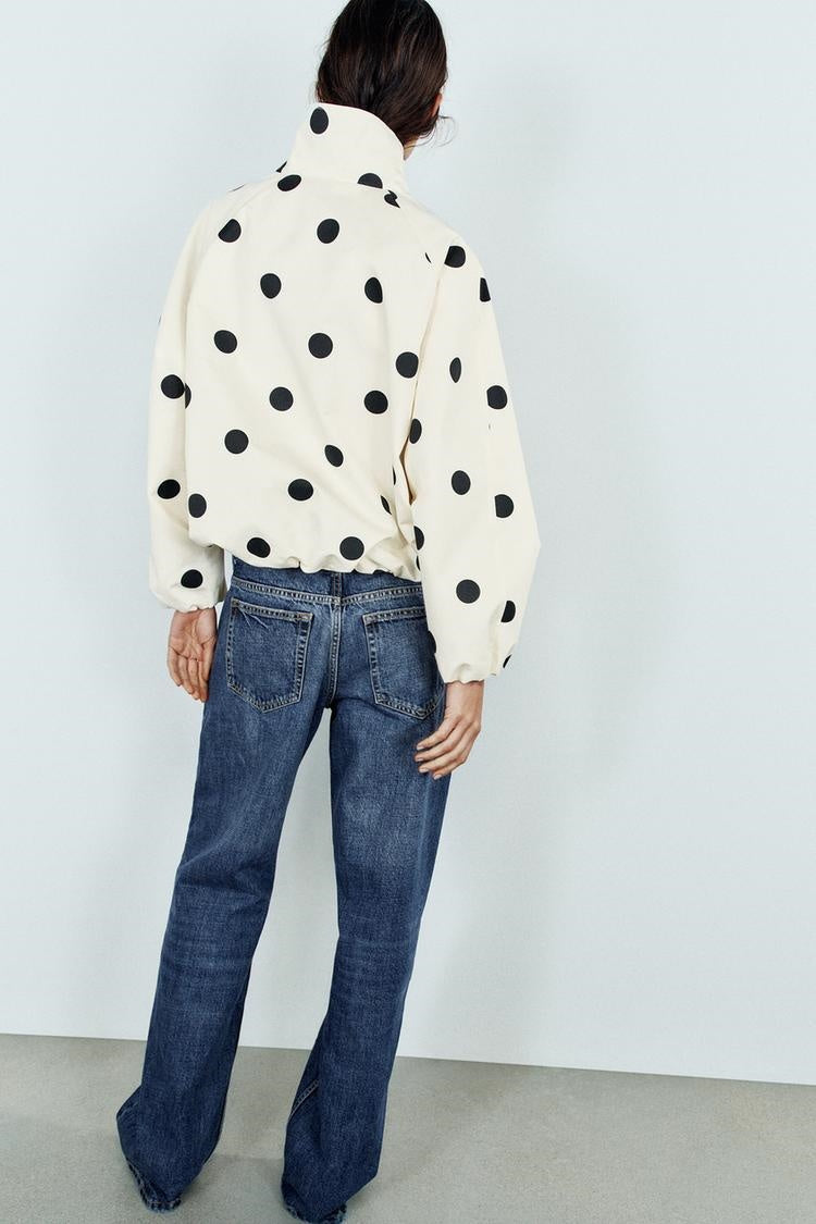 ZA Polka Dot High-Neck Jacket