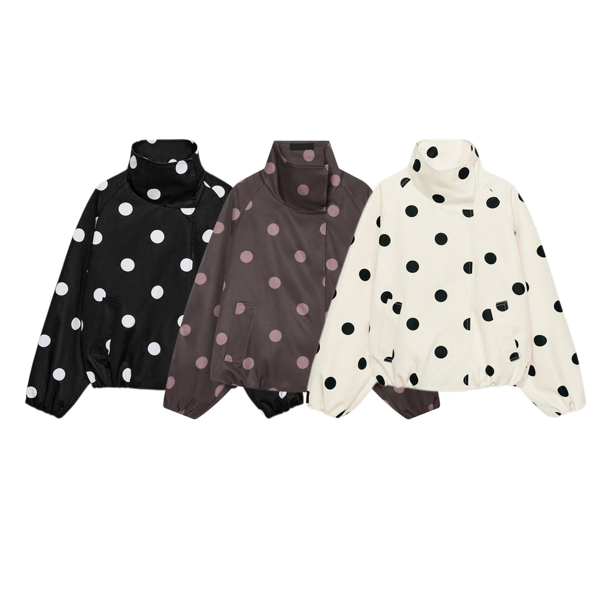 ZA Polka Dot High-Neck Jacket