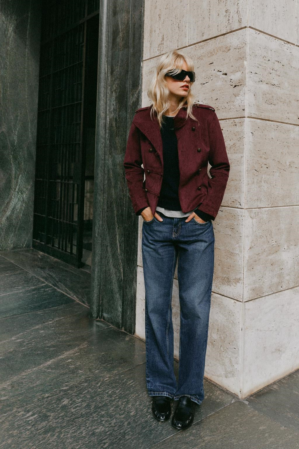 ZA Suede-Effect Military Jacket