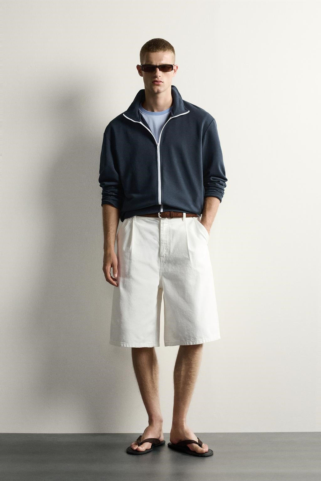 ZA Contrast-Zip Track Jacket
